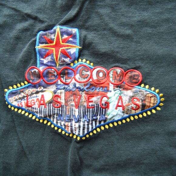 Welcome to Las Vegas Embordered Medium Black Short Sleeve Shirt - Picture 2 of 4